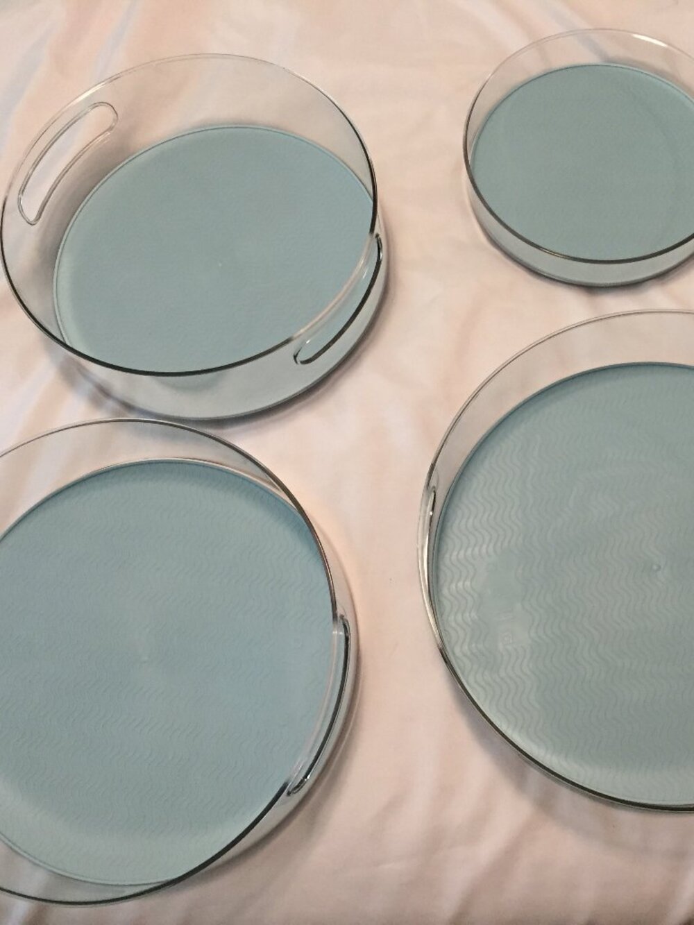 Cella Set of 4 Clear Acrylic Turntables With Silicone Liners Lazy Susan Rubber